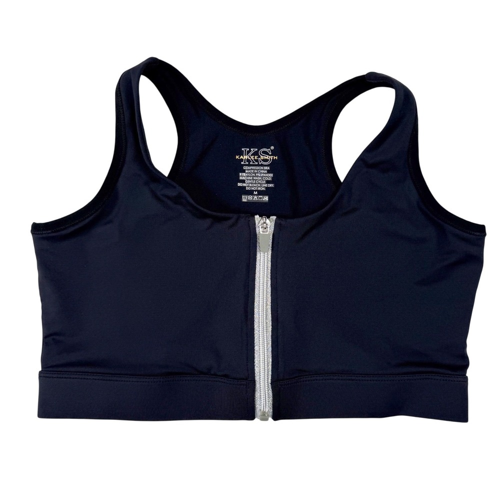 Karlee Smith Recovery Compression Sports Bra Women M Black‎ Excellent Front Zip